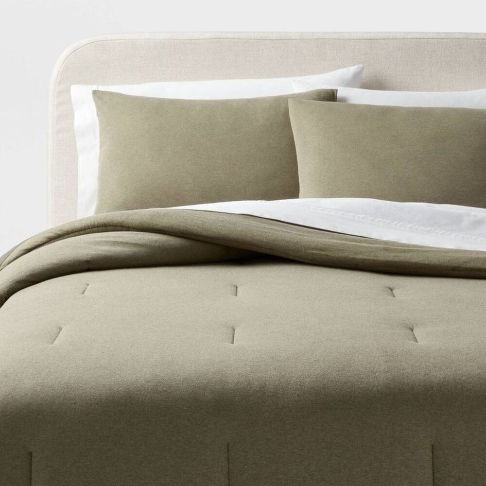 Threshold - Full/Queen Modern Jersey Comforter and Sham Set Da Olive Green